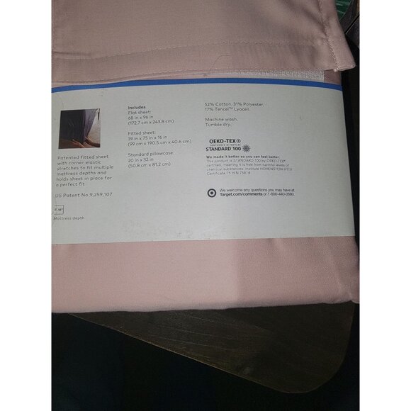 Twin 500 Thread Count Tri Ease Sheet Set Heirloom Pink - Project 62 + Nate Berku - Picture 5 of 6